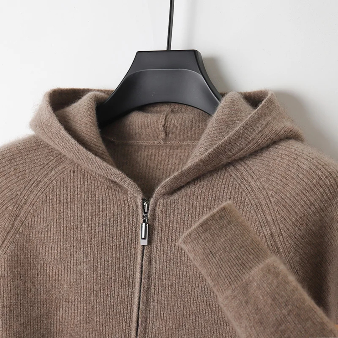 Freja Andersen | Herre 100% merino uld med hætte Zip Up cardigan