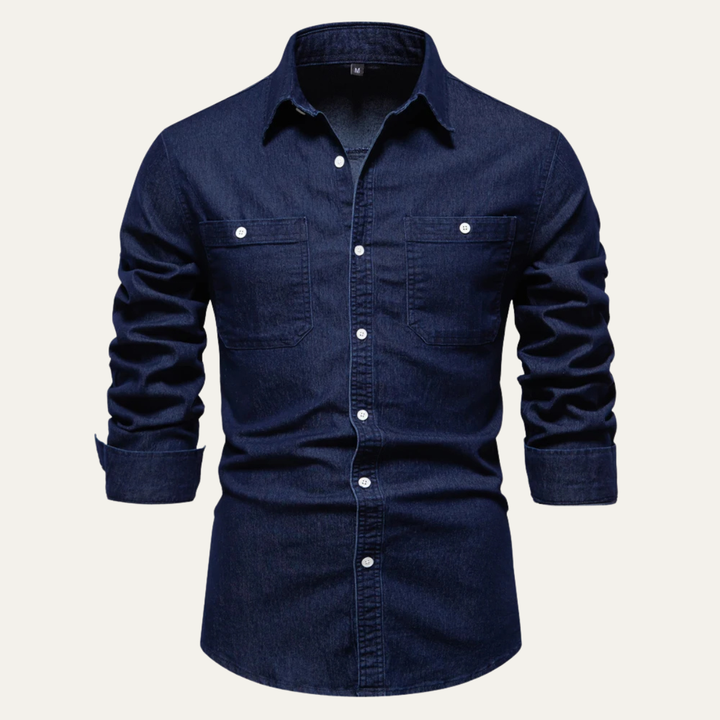 Crestfall Ridge herre slim fit denim skjorte med Double Pockets