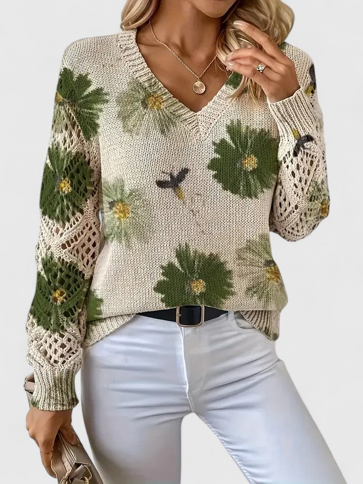 Aurélie | Elegant blomstret striktrøje — 3