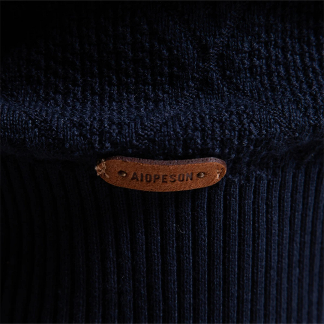 Freja Andersen | Herre afslappet Diamond Pattern strik polo trøje