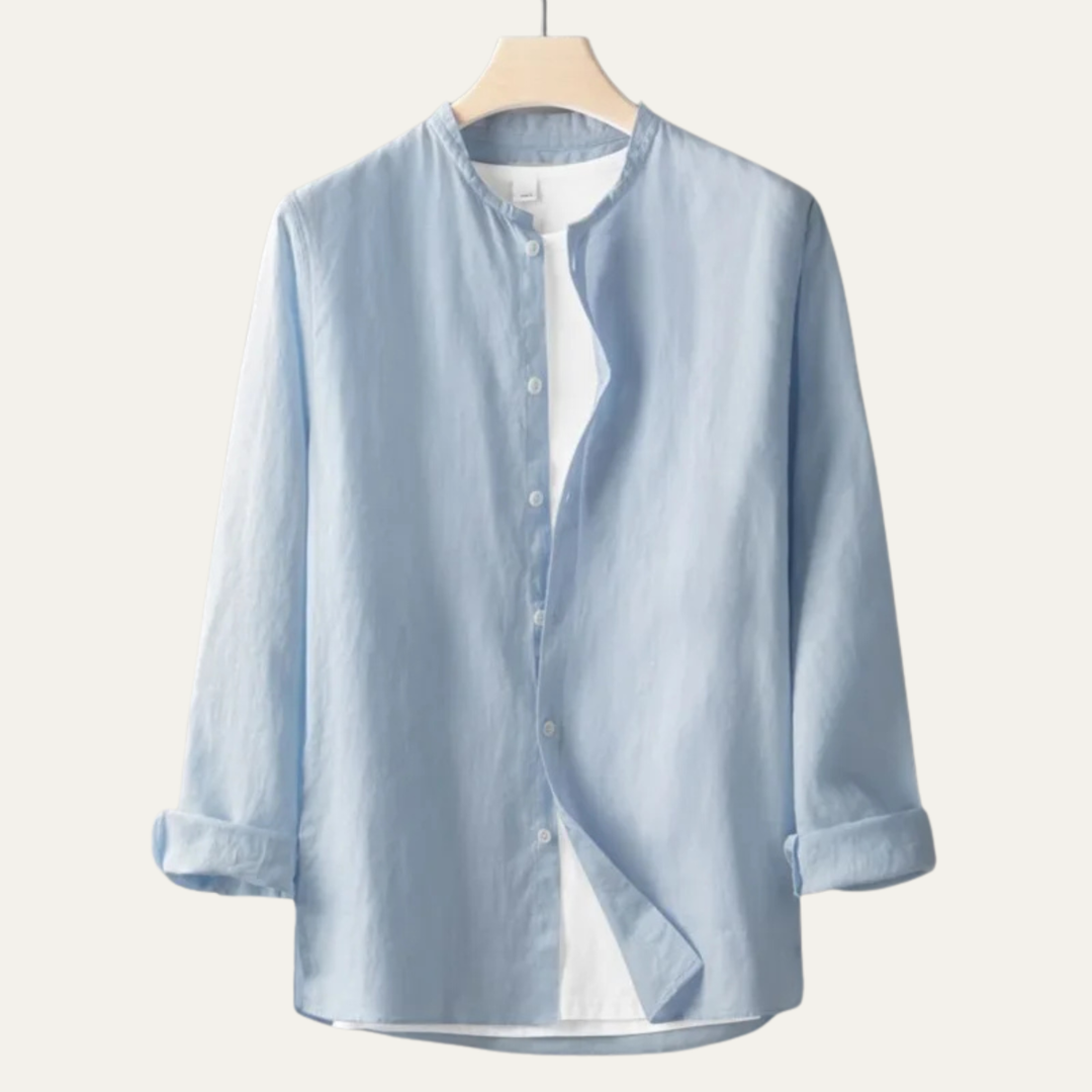 Brookfield Lane herre vintage Thin rund hals hør skjorte