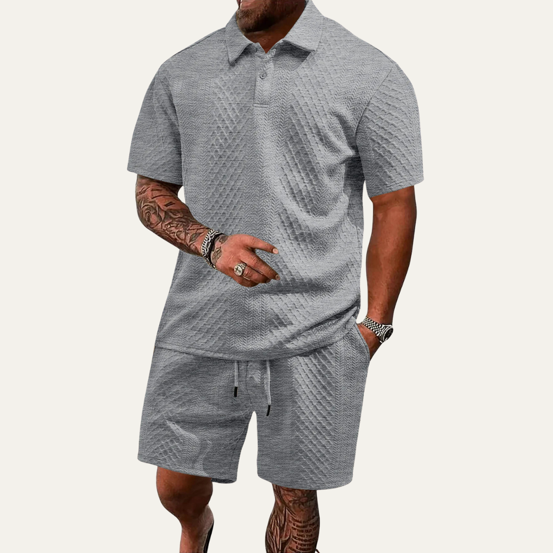 Surrey | Herre sommer Jacquard polo & shorts sæt - let Beach Outfit