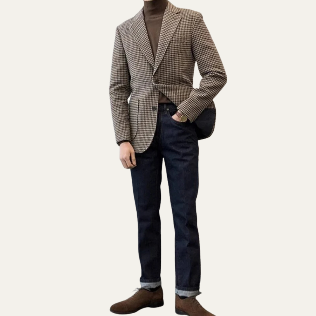 Freja Andersen | Herre afslappet Retro tweed uld blazer