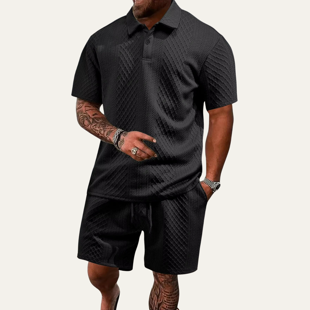 Surrey | Herre sommer Jacquard polo & shorts sæt - let Beach Outfit