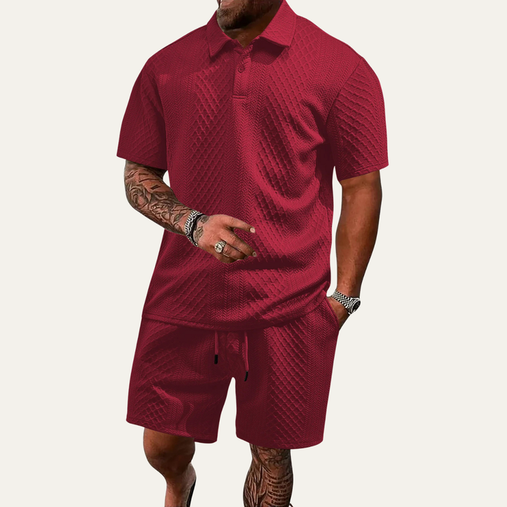 Surrey | Herre sommer Jacquard polo & shorts sæt - let Beach Outfit