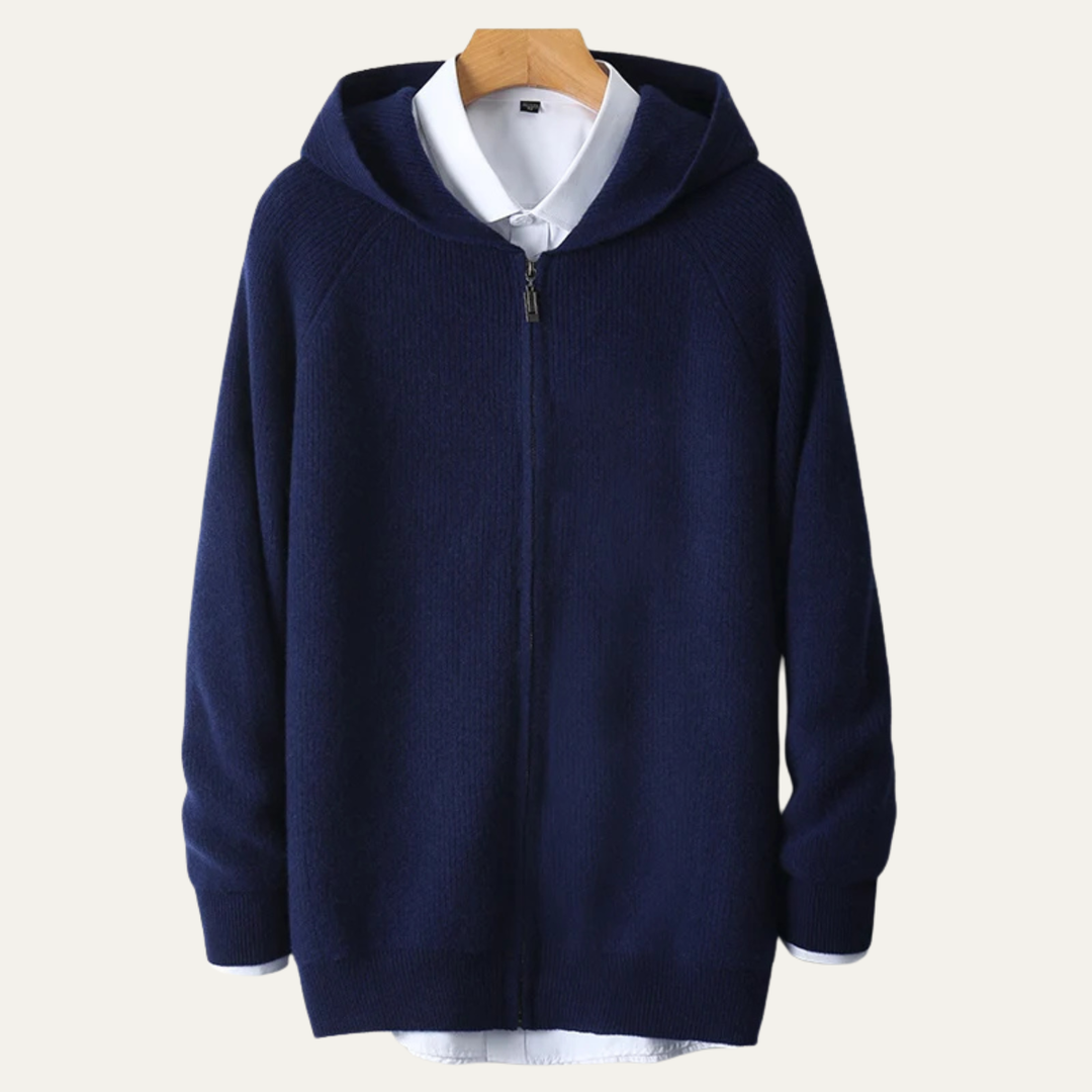 Freja Andersen | Herre 100% merino uld med hætte Zip Up cardigan