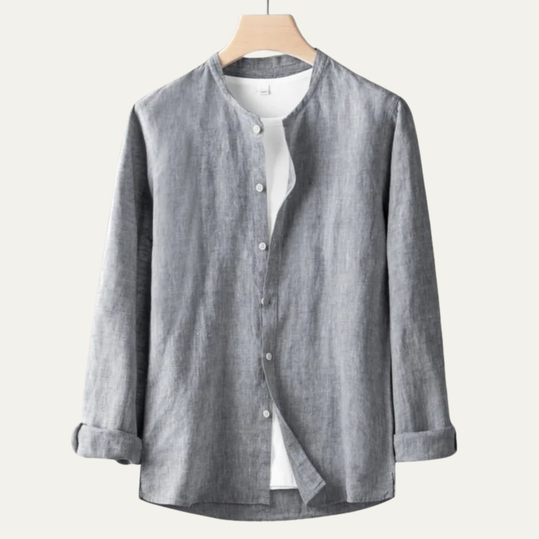 Brookfield Lane herre vintage Thin rund hals hør skjorte