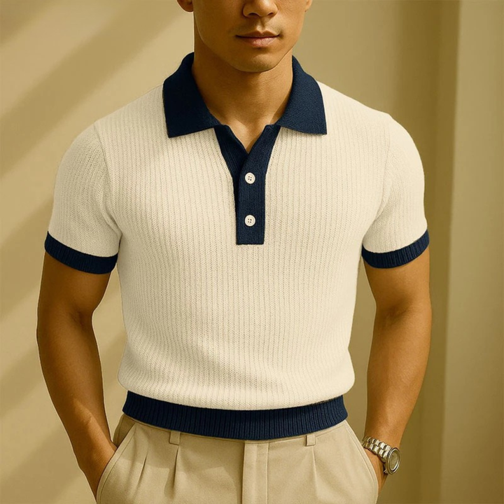 Monferrato | Herre Patchwork strik polo T-skjorte