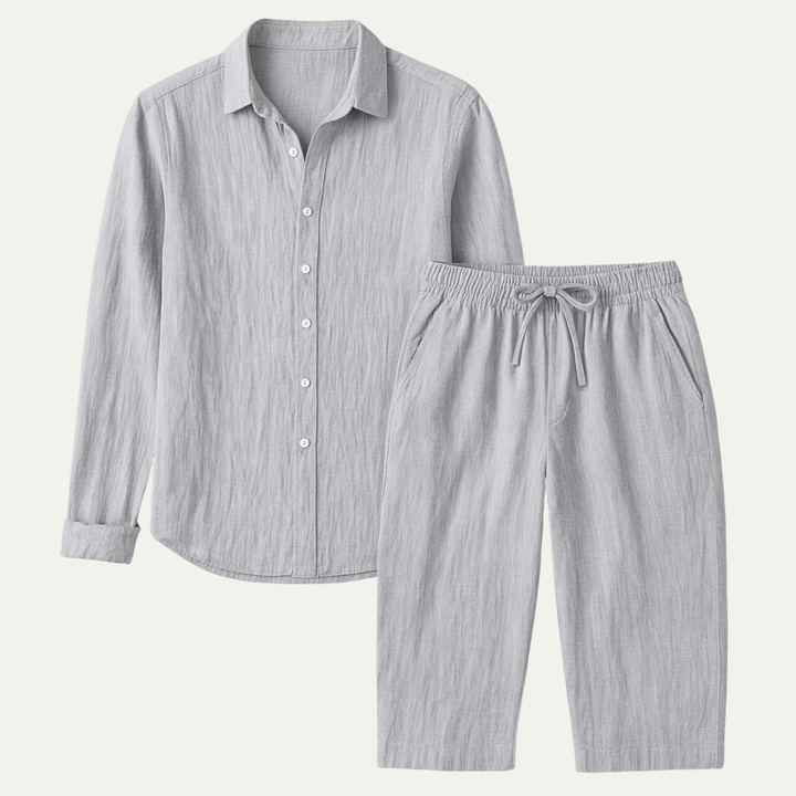 Freja Andersen | Herre hør skjorte & vid Leg Trousers sæt - afslappet Beach Outfit