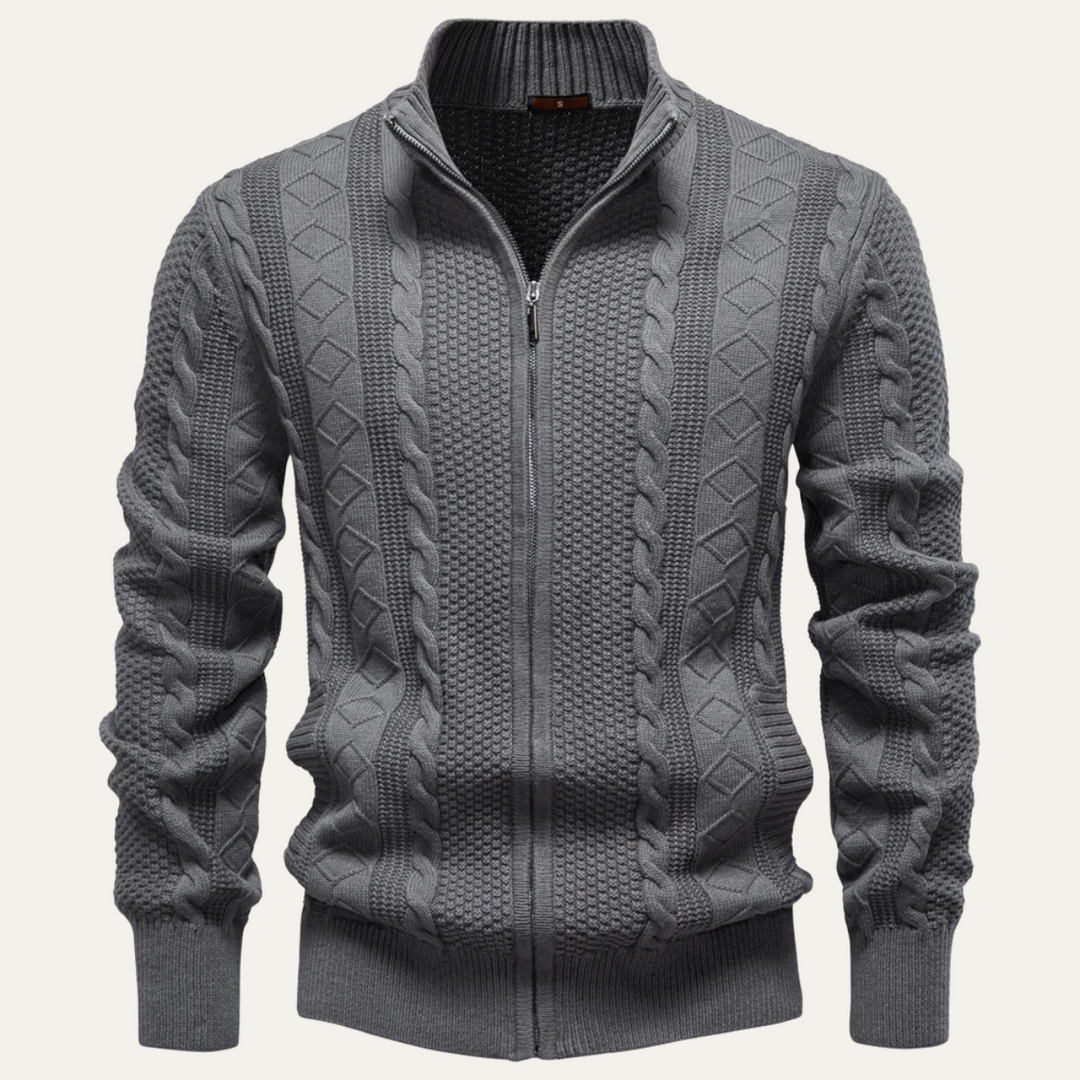 Freja Andersen | Herre Stylish Full Zip varm strikket jakke