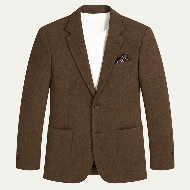 Freja Andersen | Herre business sildeben enkeltknappet uld tweed blazer