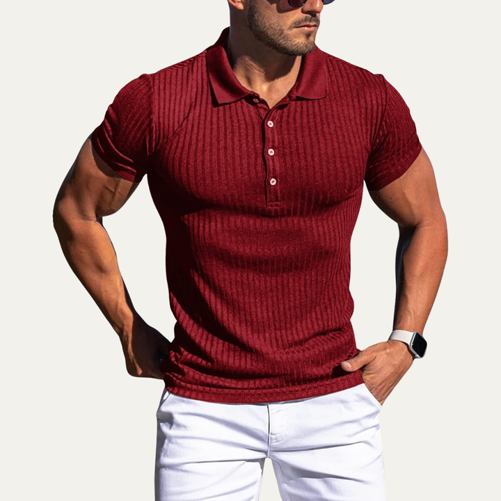 Freja Andersen | Herre stretch Ribbed sommer poloshirt
