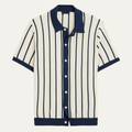 Freja Andersen | Herre stilren afslappet stribet strik poloshirt