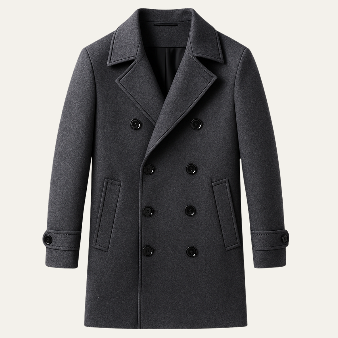 Freja Andersen | Herre dobbeltknappet lang trenchcoat - vinter uldblanding Overcoat