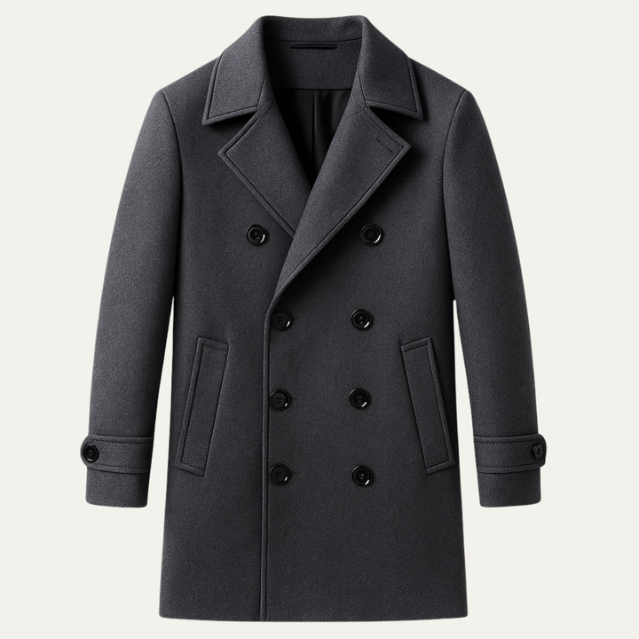 Freja Andersen | Herre dobbeltknappet lang trenchcoat - vinter uldblanding Overcoat
