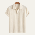 Freja Andersen | Herre Jacquard tekstureret afslappet strikket poloshirt