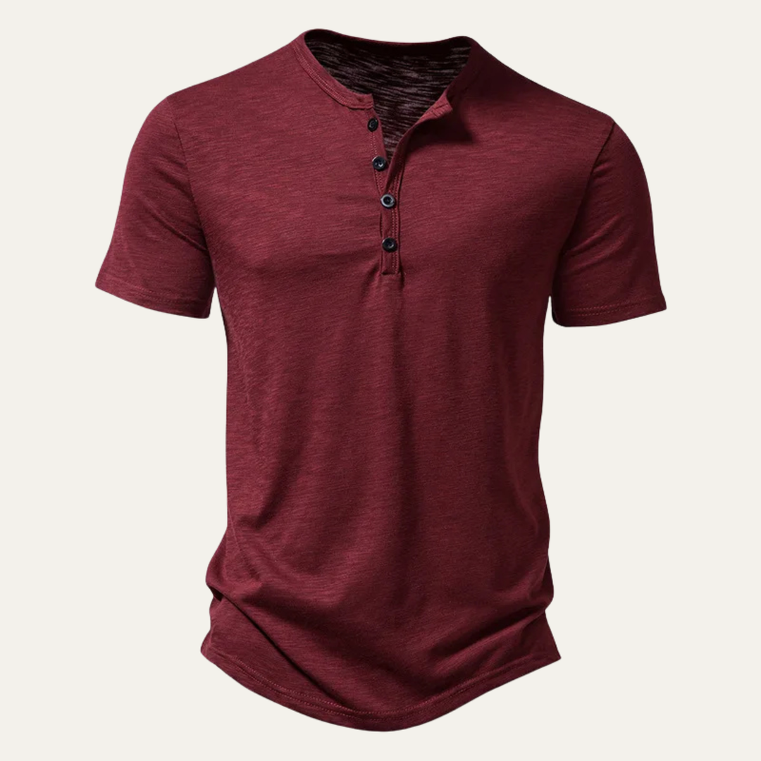 Freja Andersen | Herre afslappet Henley krave sommer T-skjorte