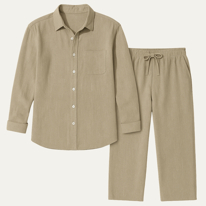 Birmingham | Herre hør skjorte & snøre bukser sæt - sommer Beach Outfit