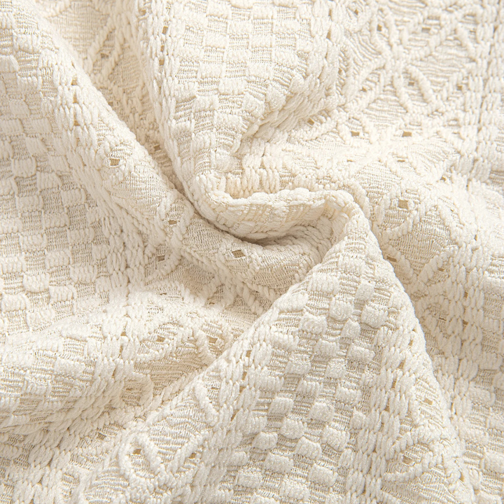 Freja Andersen | Herre Jacquard tekstureret afslappet strikket poloshirt