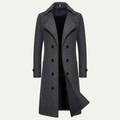 Freja Andersen | Herre lang dobbeltknappet uld trenchcoat