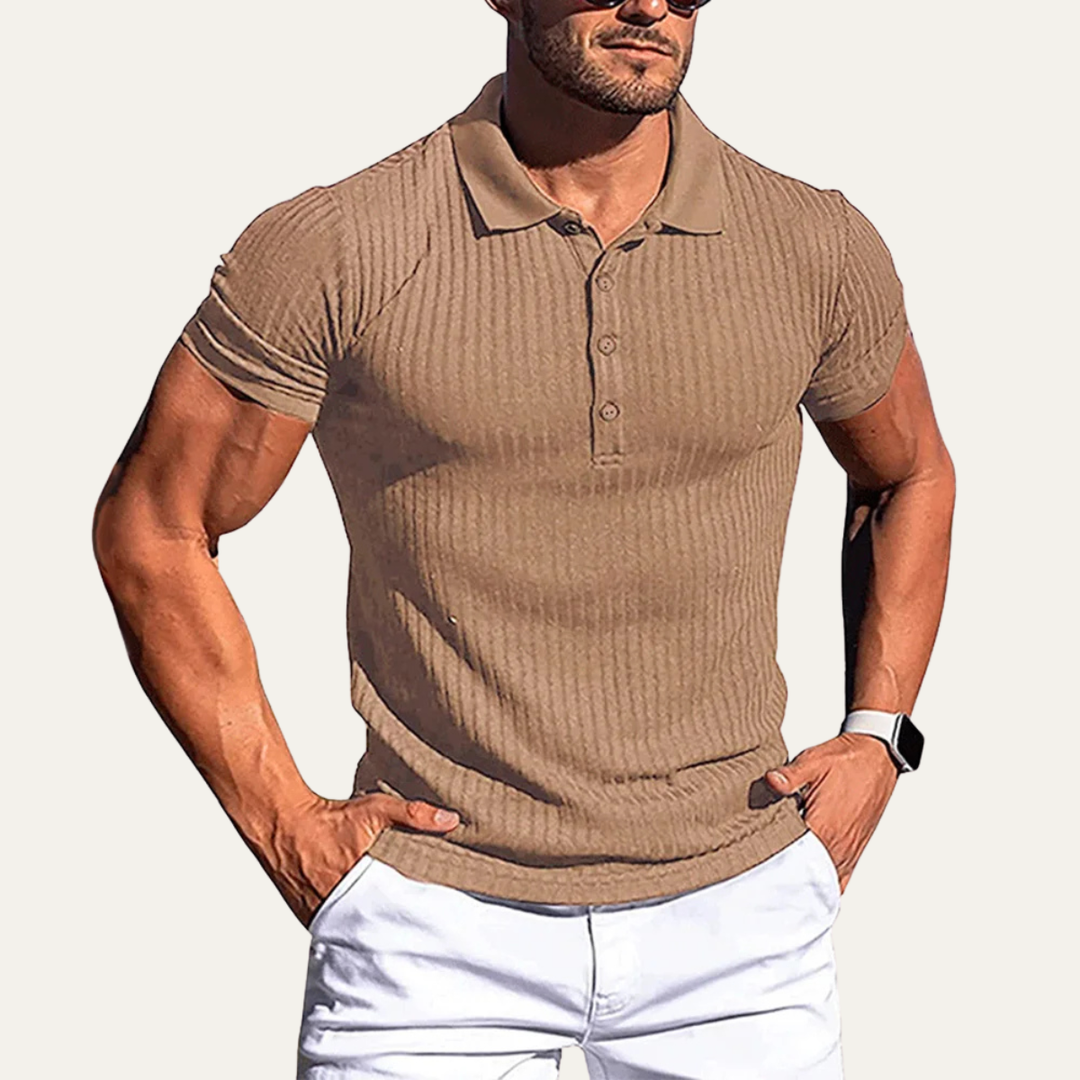 Freja Andersen | Herre stretch Ribbed sommer poloshirt