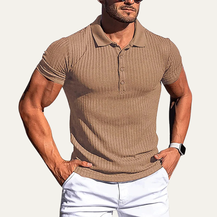 Freja Andersen | Herre stretch Ribbed sommer poloshirt