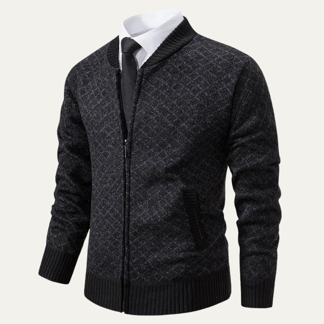 Bibbona | Herre strikket Diamond Pattern Zip Up cardigan