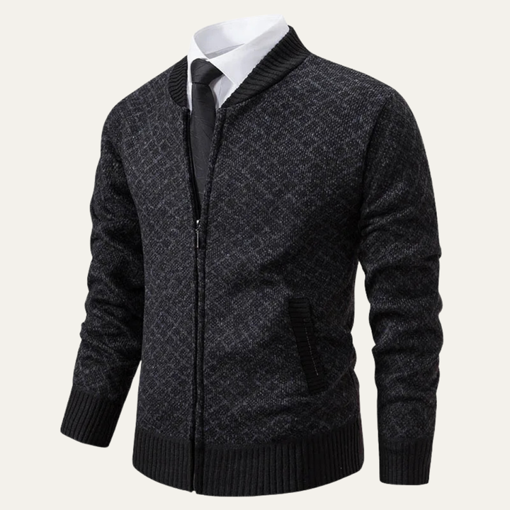 Bibbona | Herre strikket Diamond Pattern Zip Up cardigan
