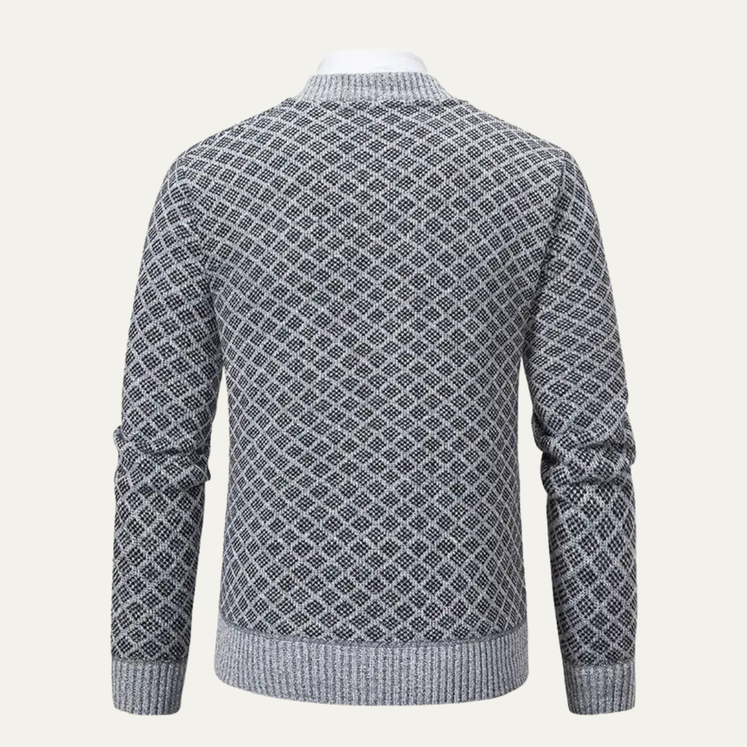 Bibbona | Herre strikket Diamond Pattern Zip Up cardigan