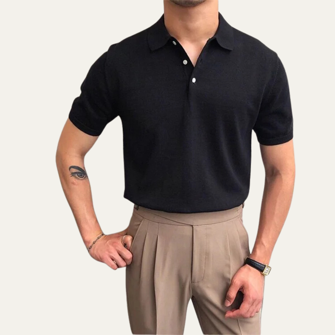 Freja Andersen | Herre business afslappet strikket poloshirt