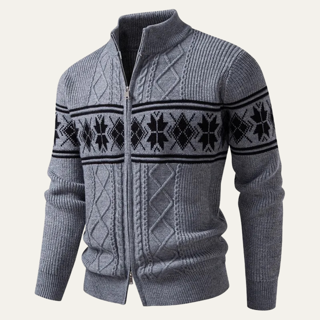 Cisternino | Herre Nordic Zip vinter cardigan med klassisk Pattern