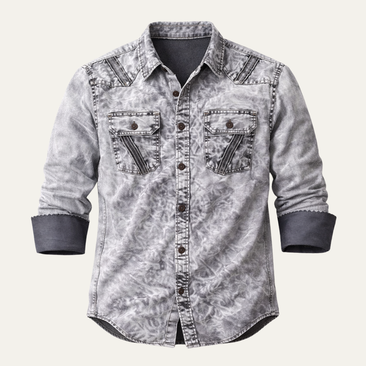 Freja Andersen | Herre afslappet knaplukket vintage denim skjorte