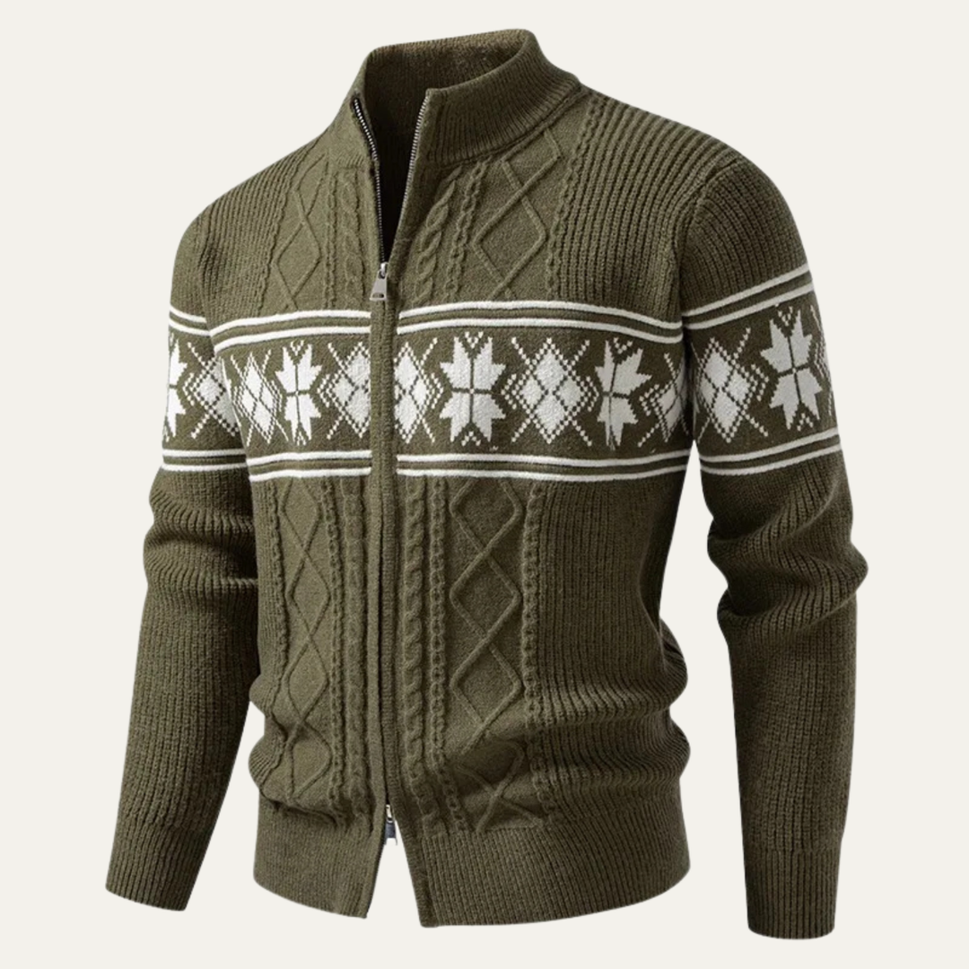 Cisternino | Herre Nordic Zip vinter cardigan med klassisk Pattern