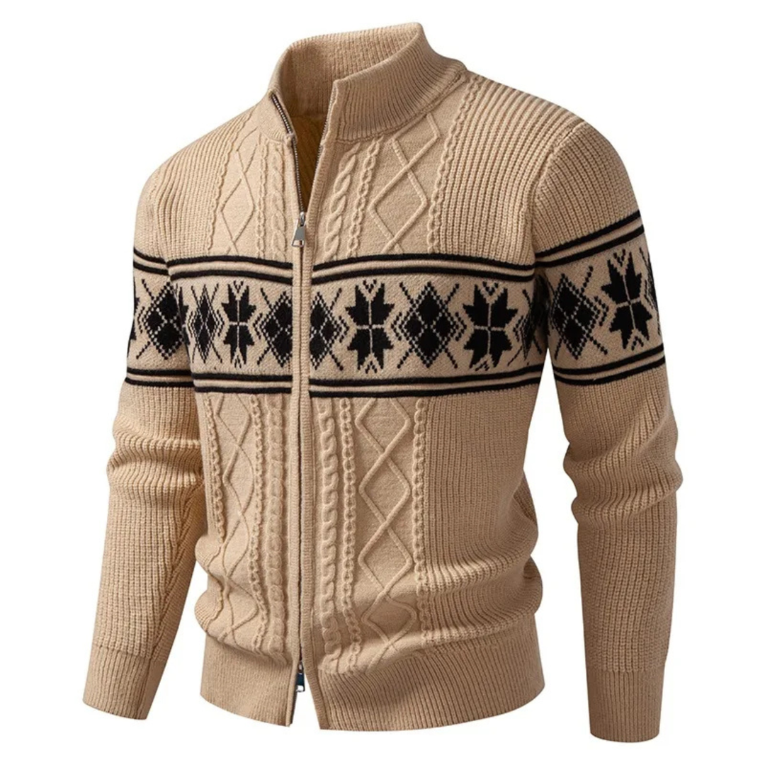 Cisternino | Herre Nordic Zip vinter cardigan med klassisk Pattern