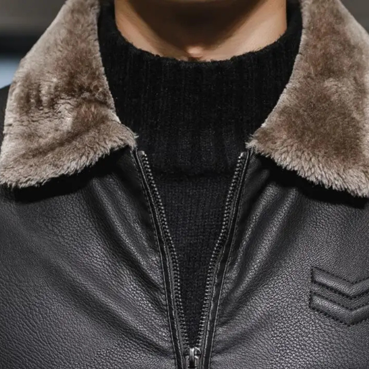 Freja Andersen | Herre vinter fleeceforet læder Shearling jakke