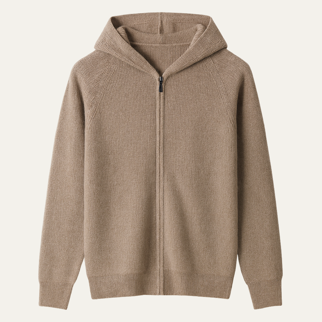 Freja Andersen | Herre 100% merino uld med hætte Zip Up cardigan