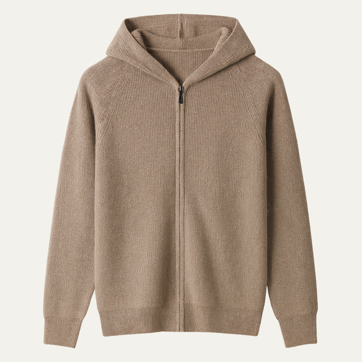 Freja Andersen | Herre 100% merino uld med hætte Zip Up cardigan
