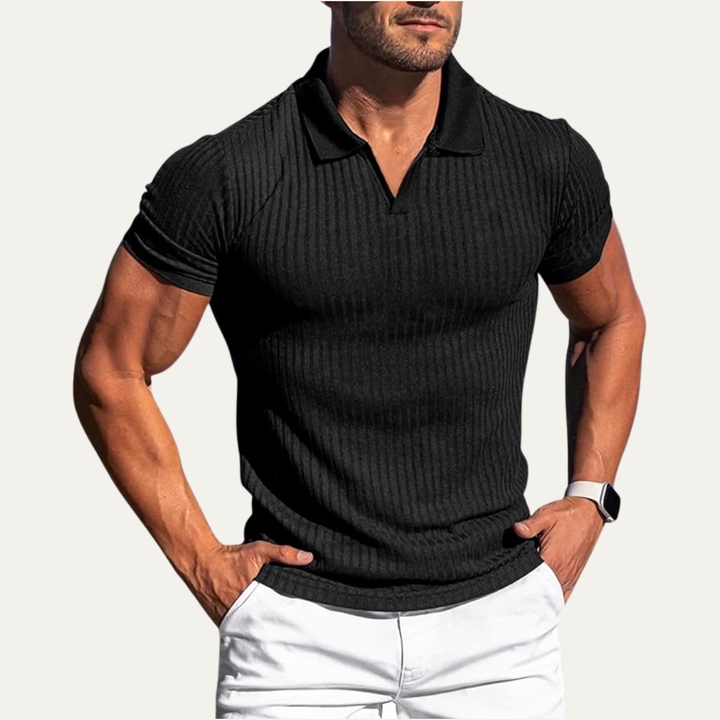 Freja Andersen | Herre stretch Ribbed sommer poloshirt