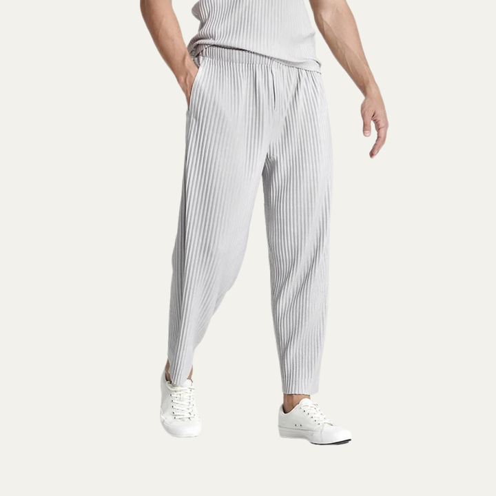 Aldercrest | Herre sommer plisserede Ice Silk Straight Leg bukser