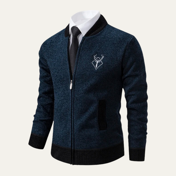 Clapham | Herre Embroidered stilren strik Zip trøje
