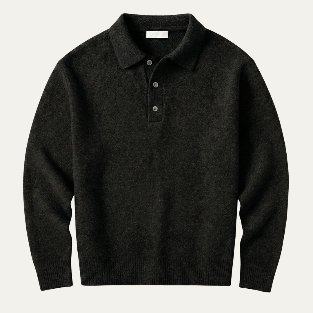 Freja Andersen | Herre trendy blød strik polo kashmir trøje