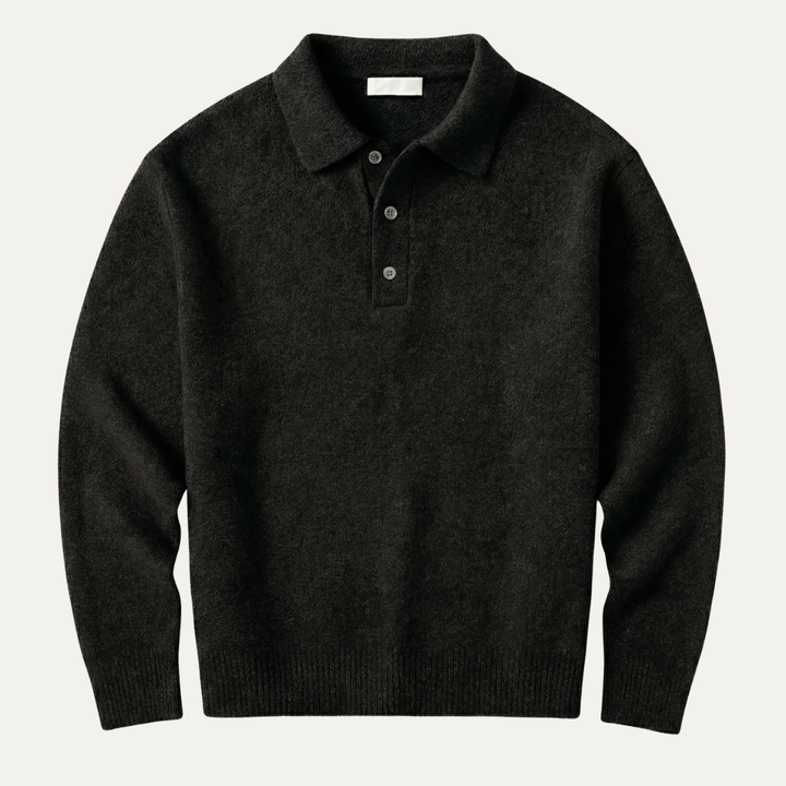 Freja Andersen | Herre trendy blød strik polo kashmir trøje