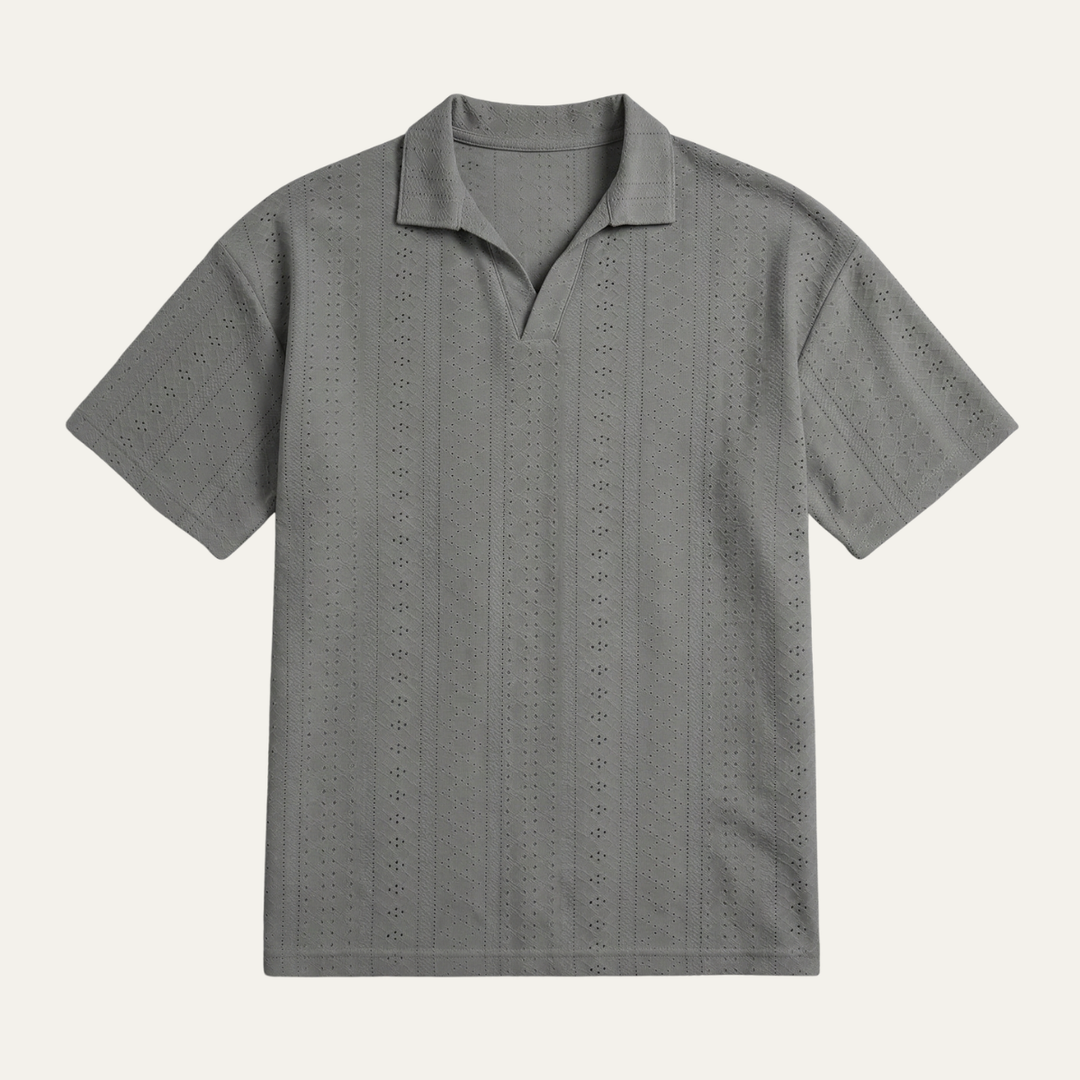 Freja Andersen | Herre tekstureret strik poloshirt