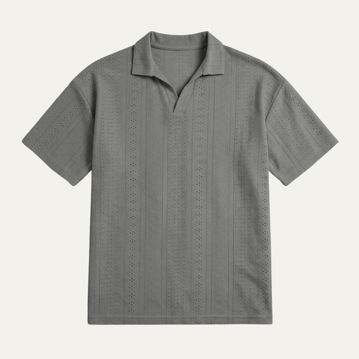 Freja Andersen | Herre tekstureret strik poloshirt