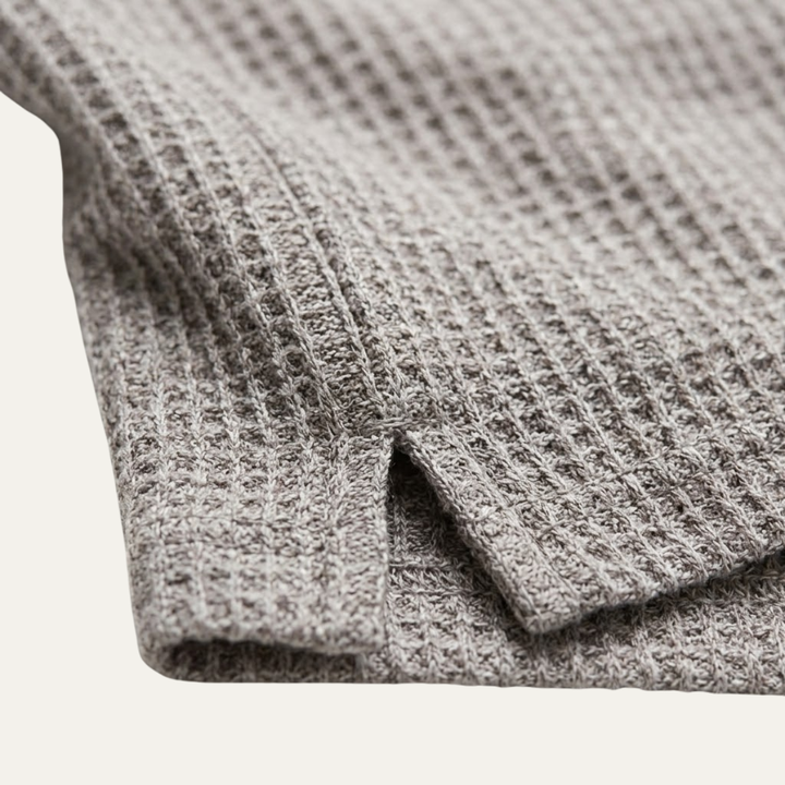 Freja Andersen | Herre Waffle strik halv lynlås poloshirt