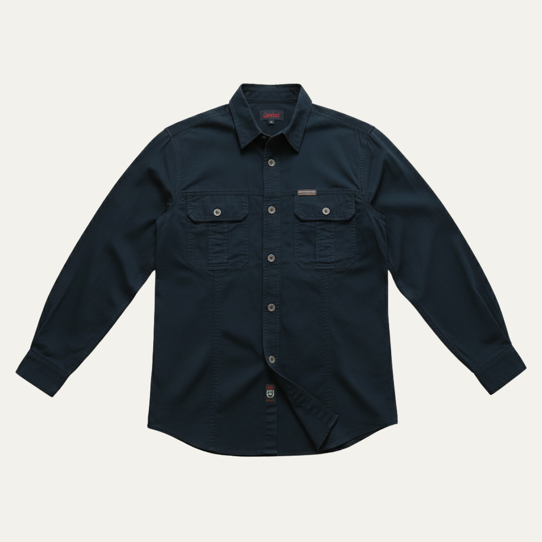 Cedarfield | Herre ensfarvet Multi Pocket blød Cargo skjorte