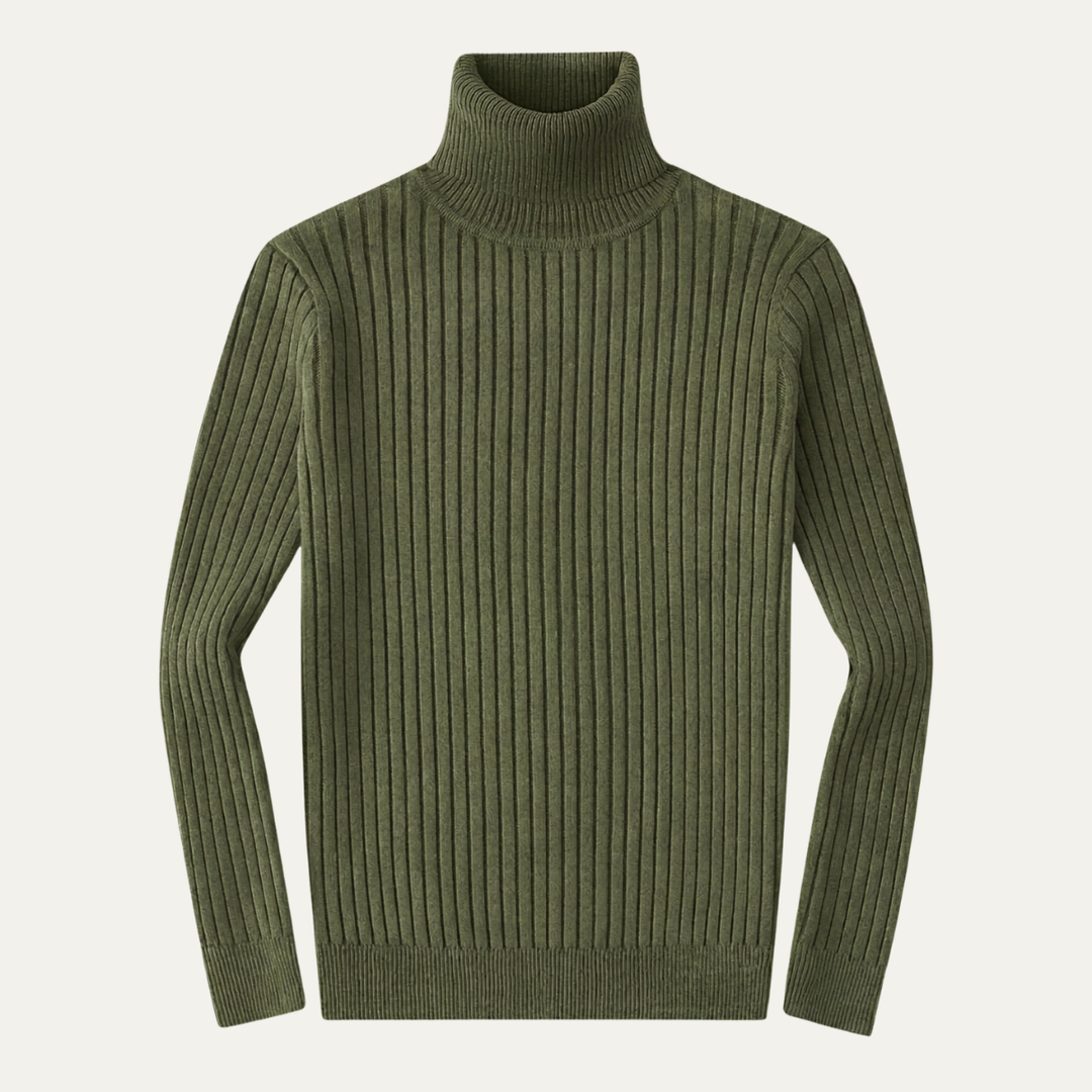 Freja Andersen | Herre slim fit rullekrave ribstrikket trøje