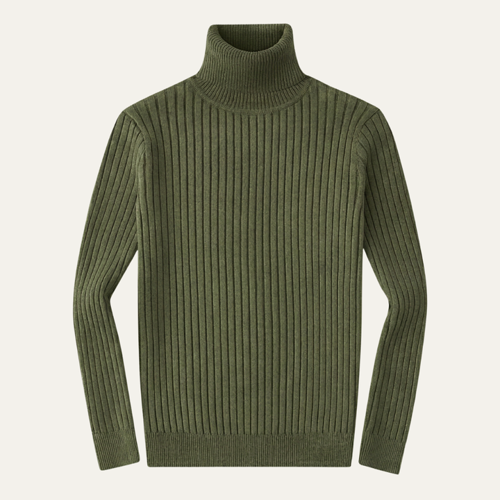 Freja Andersen | Herre slim fit rullekrave ribstrikket trøje