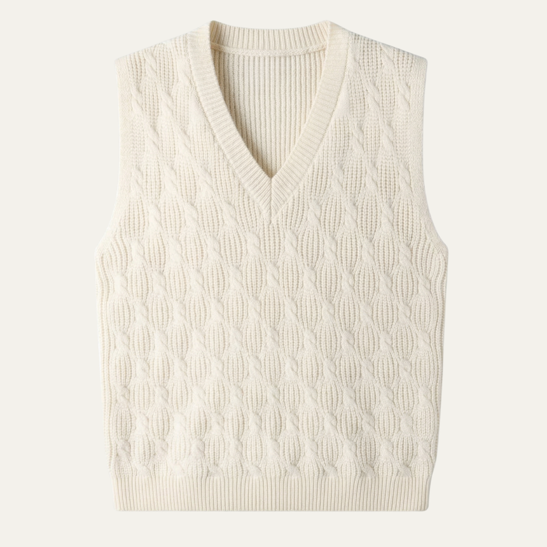 Freja Andersen | Herre varm tekstureret strikket V-hals Vest