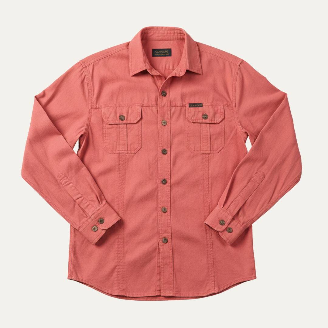 Ashton Ridge herre ensfarvet Multi Pocket bomuld Cargo skjorte
